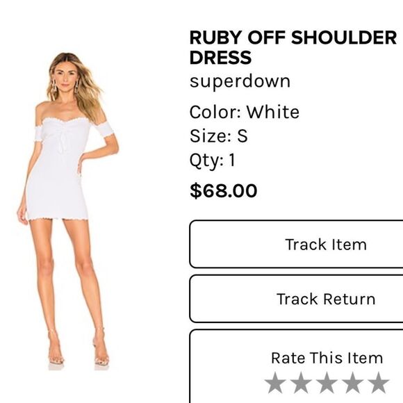 Superdown Ruby Off the Shoulder dress in white. Size M. NWOT. - Picture 2 of 3